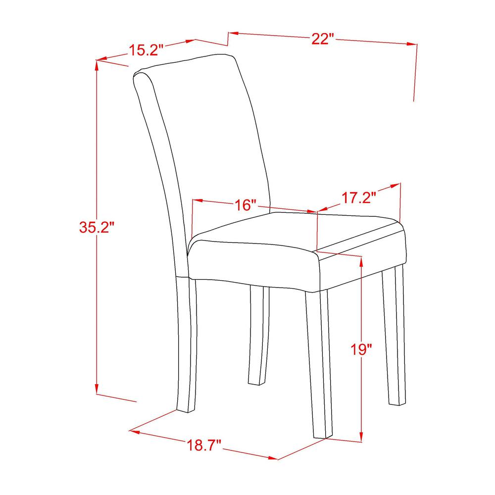 1MZAB5-LWH-64 5Pc Wood Dining Table Set Consists of a Dining Table and 4 Parsons Dining Chairs with White Color PU Leather, Drop Leaf Table with Full Back Chairs, Linen White Finish