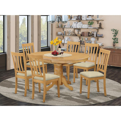 AVAT7-OAK-C 7 Pc Dinette Table set - Kitchen dinette Table and 6 Dining Chairs