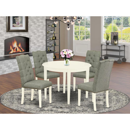 Dining Room Set Linen White, BOEL5-WHI-07