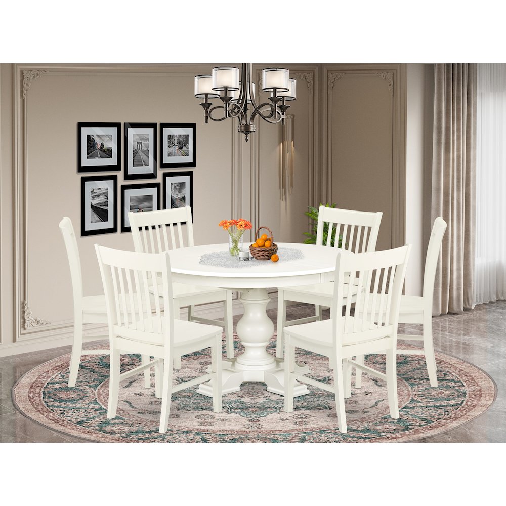 5-Piece Dining Room Table Set, Linen White