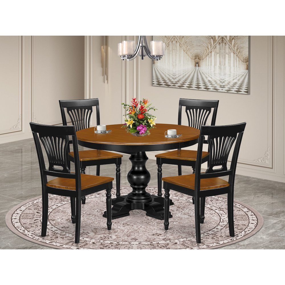 5-Piece Dinner Table Set, Black & Cherry