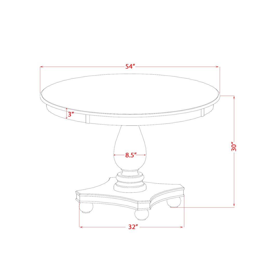 5 Piece Dining Set Consists Of 54" Round Table In Willow Green Color
