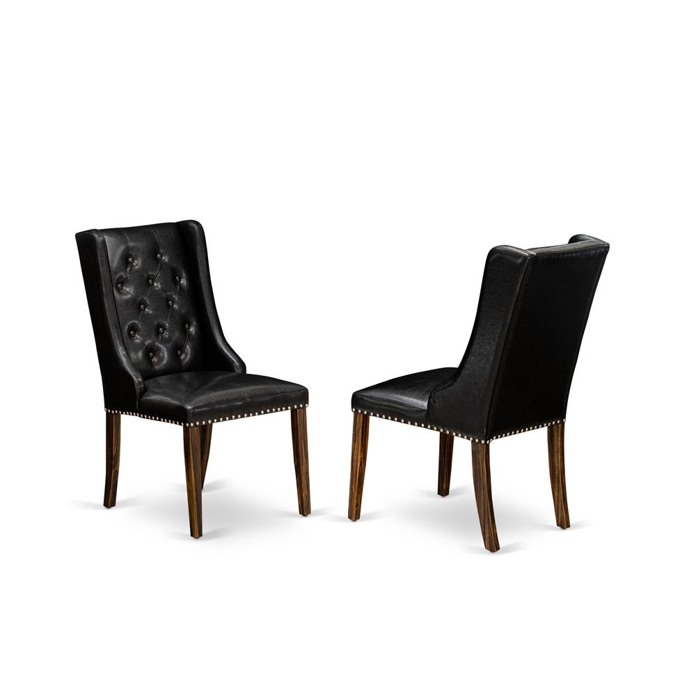 East West Furniture CNFO7-77-49 7-Pc Kitchen Room Table Set 6 Black Linen Fabric Dining Chairs with Button Tufted and 1 Stunning Kitchen Table - Distressed Jacobean Finish