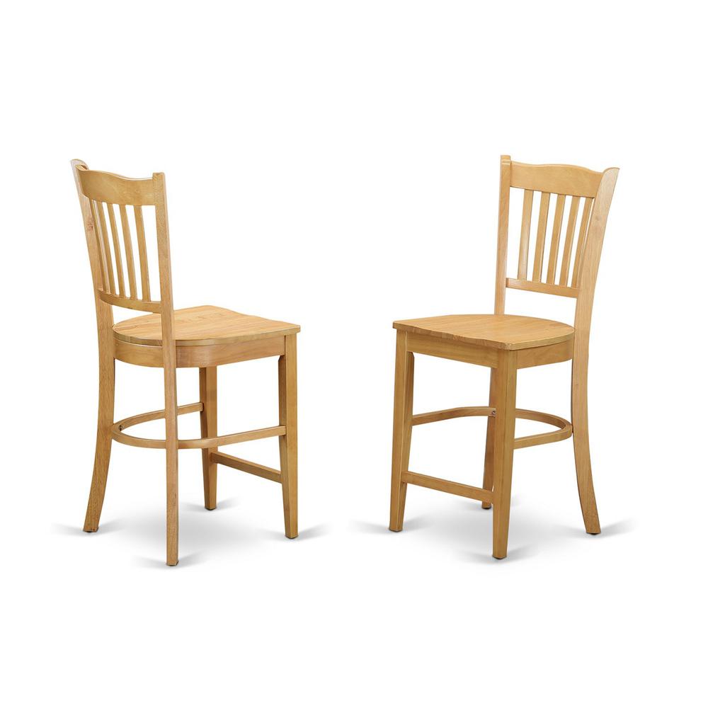 Groton  Counter  Stools  With  Wood  Seat  In  Oak  Finish,  Set  of  2