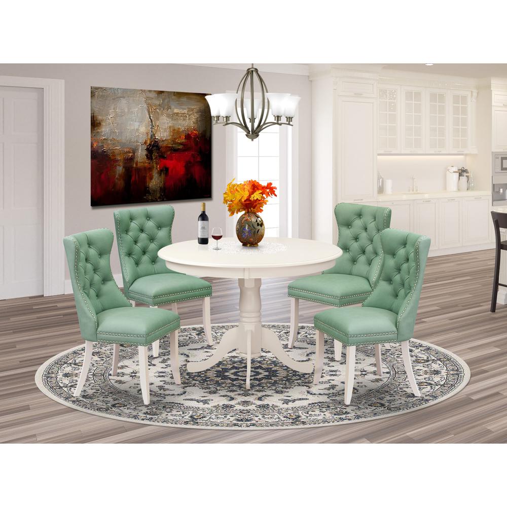 5 Piece Dining Table Set Contains a Round Kitchen Table with Pedestal
