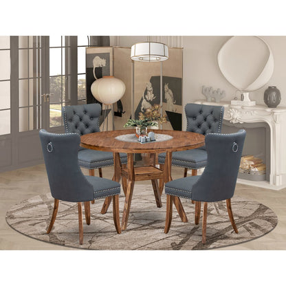 5-Piece Modern Dining Table A Kitchen Table, 4 Platinum Gray Dining Room Chairs