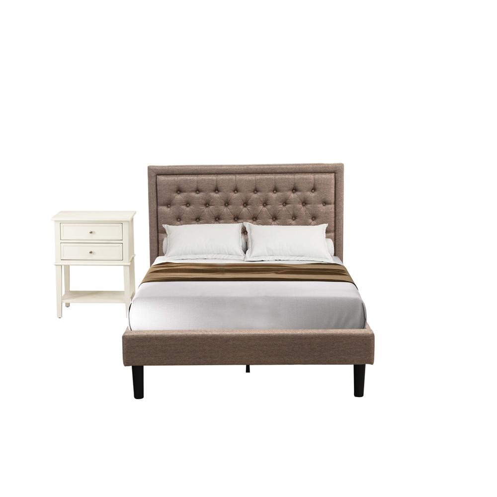 KD16F-1VL0C 2 Piece Wood Bedroom Set - Full Bed Dark Khaki Headboard with 1 Night Stand - Black Finish Legs