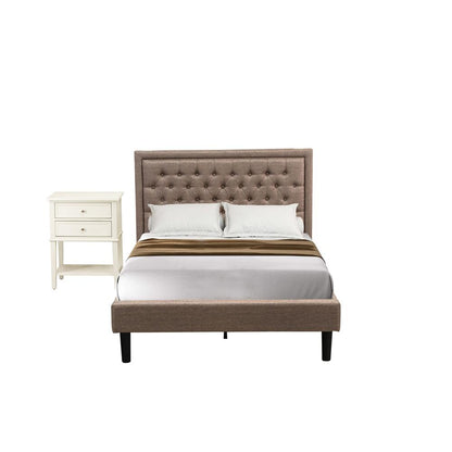 KD16F-1VL0C 2 Piece Wood Bedroom Set - Full Bed Dark Khaki Headboard with 1 Night Stand - Black Finish Legs