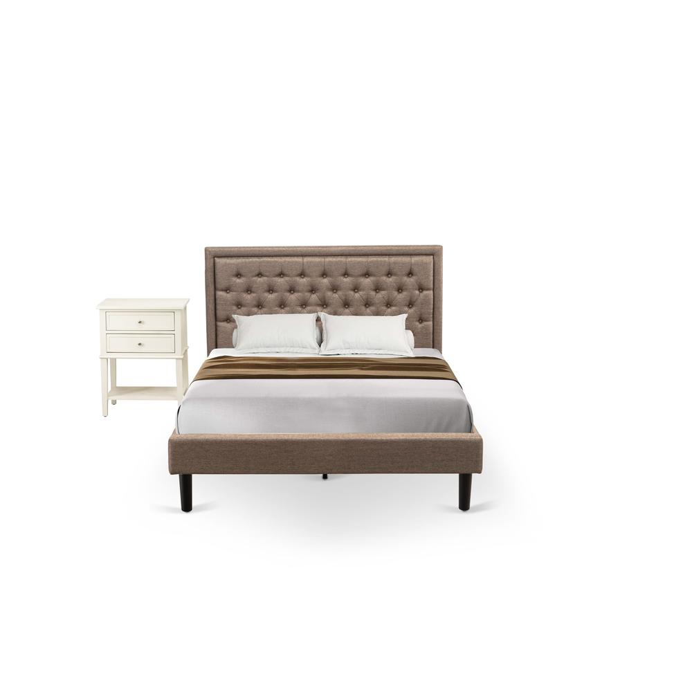 KD16Q-1VL0C 2 Pc Queen Bedroom Set - Queen Bed Dark Khaki Headboard with 1 Night Stand - Black Finish Legs