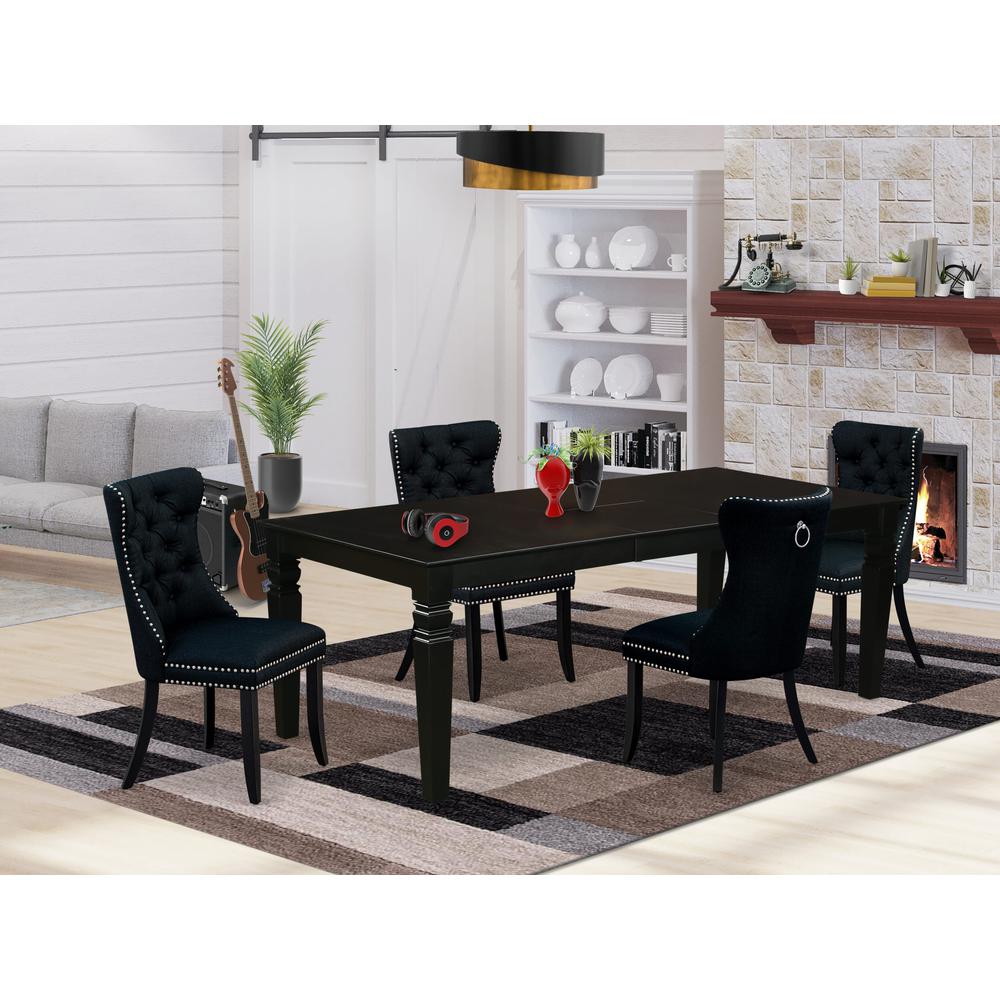 5 Piece Kitchen Table Set Contains a Rectangle Dining Table with Butterfly Leaf