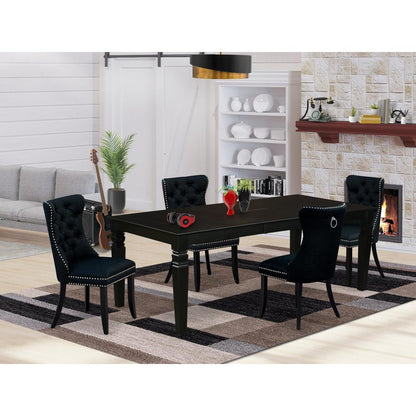 5 Piece Kitchen Table Set Contains a Rectangle Dining Table with Butterfly Leaf