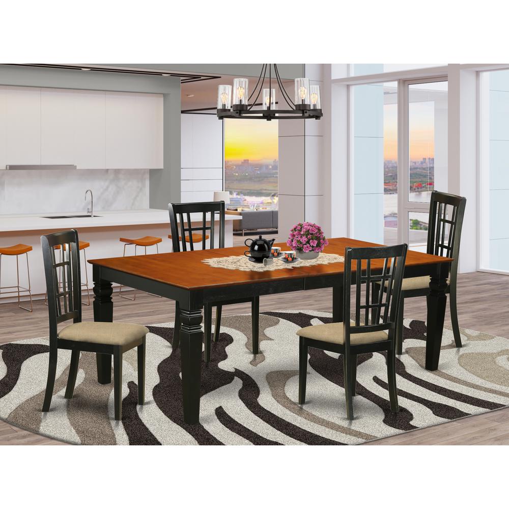 LGNI5-BCH-C 5 Pc Kitchen Tables and chair set with a Dining Table and 4 Kitchen Chairs in Black and Cherry