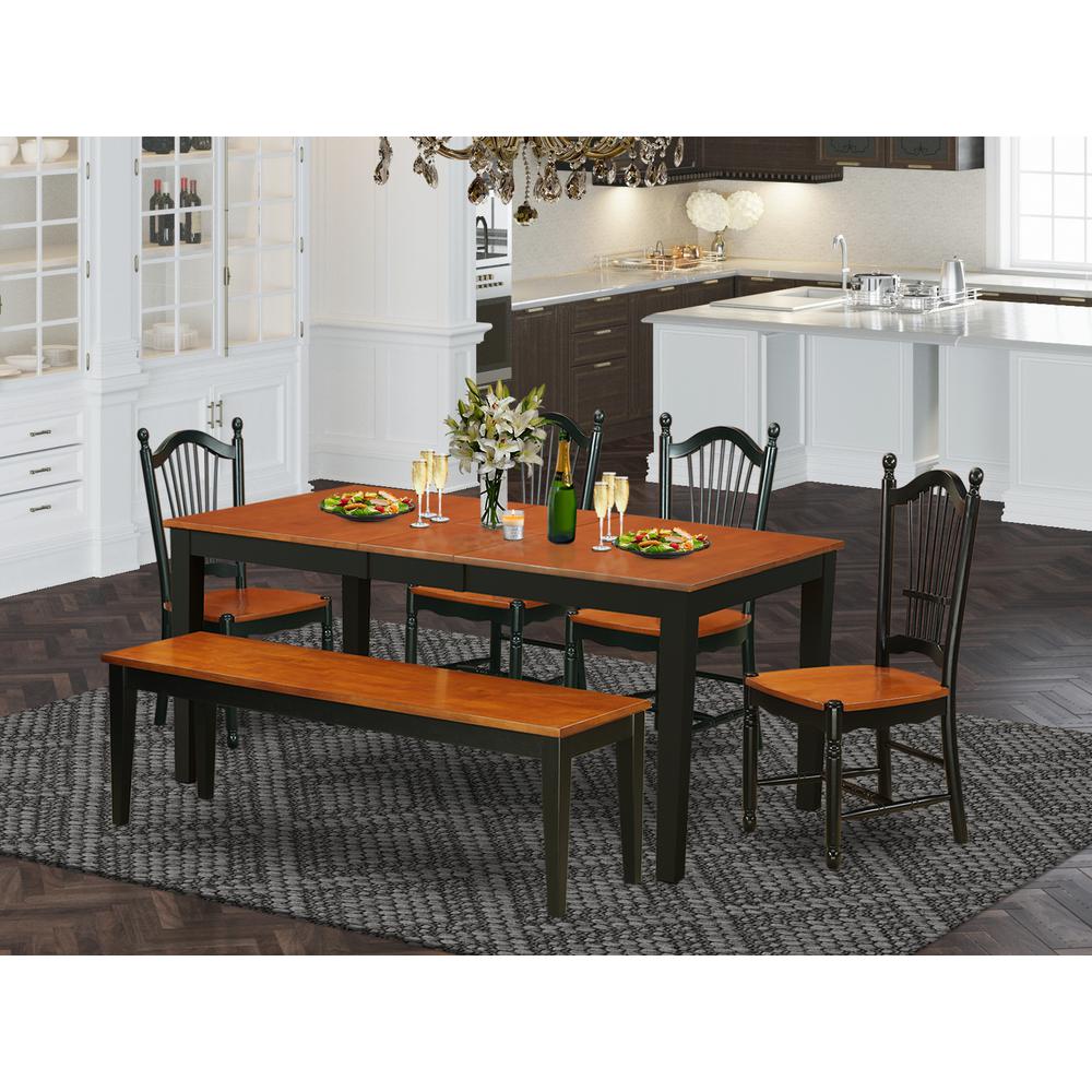 Dining Room Set Black & Cherry, NIDO6-BCH-W