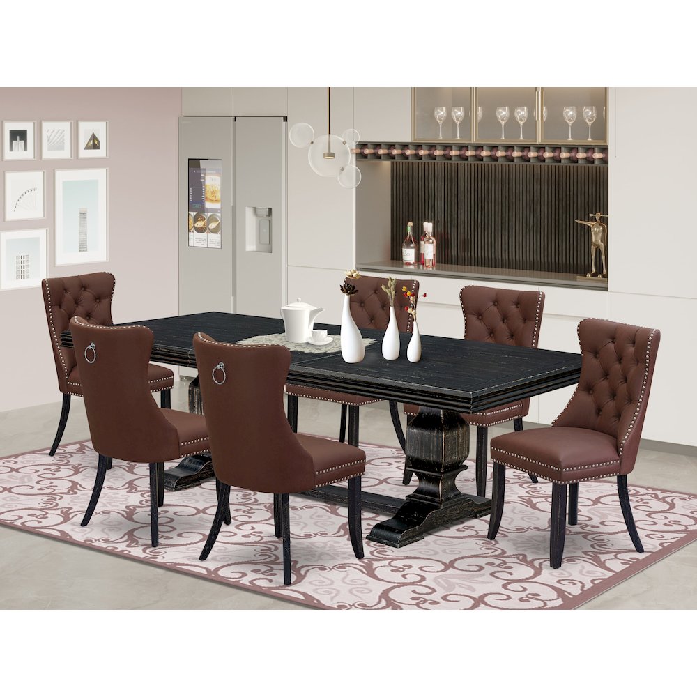 7 piece dining table set a dinner table and 6 Faux Leather dining chairs