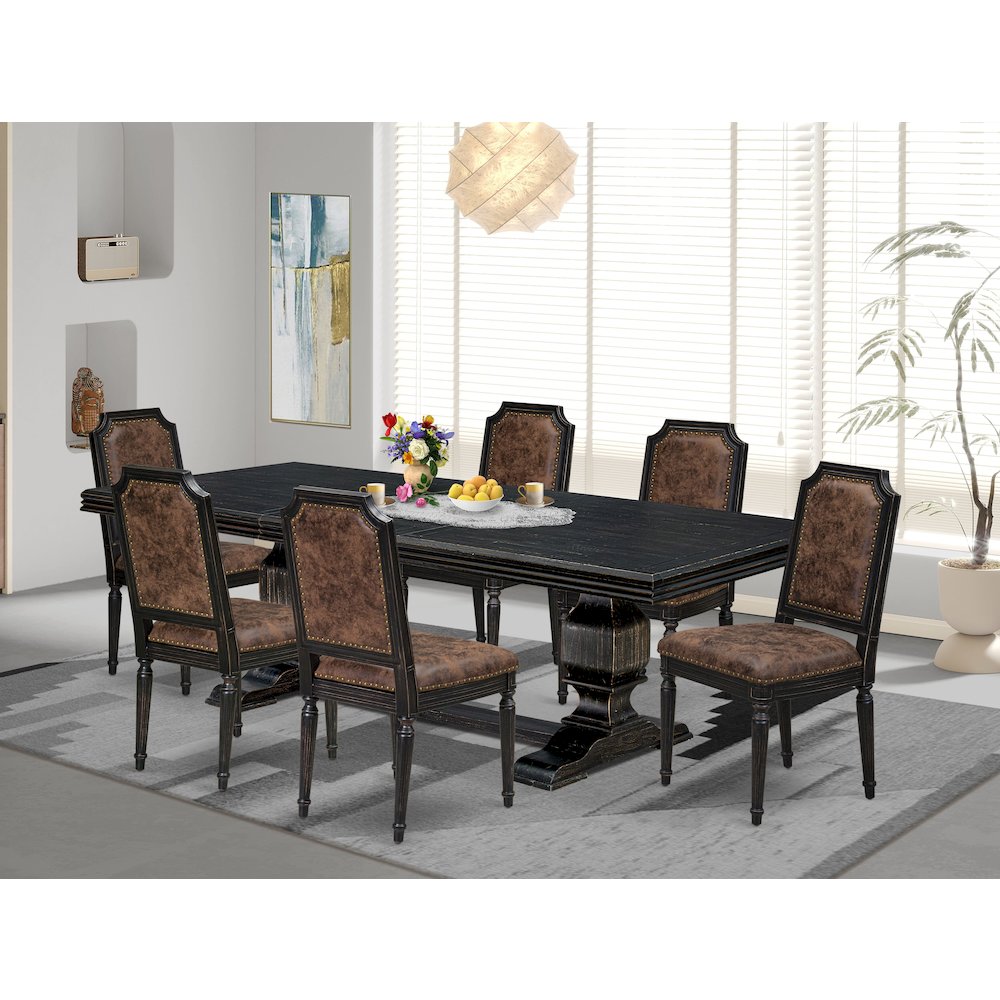 7 piece Modern Dining Table Set includes a Kitchen Table and 6 Dinner Chairs