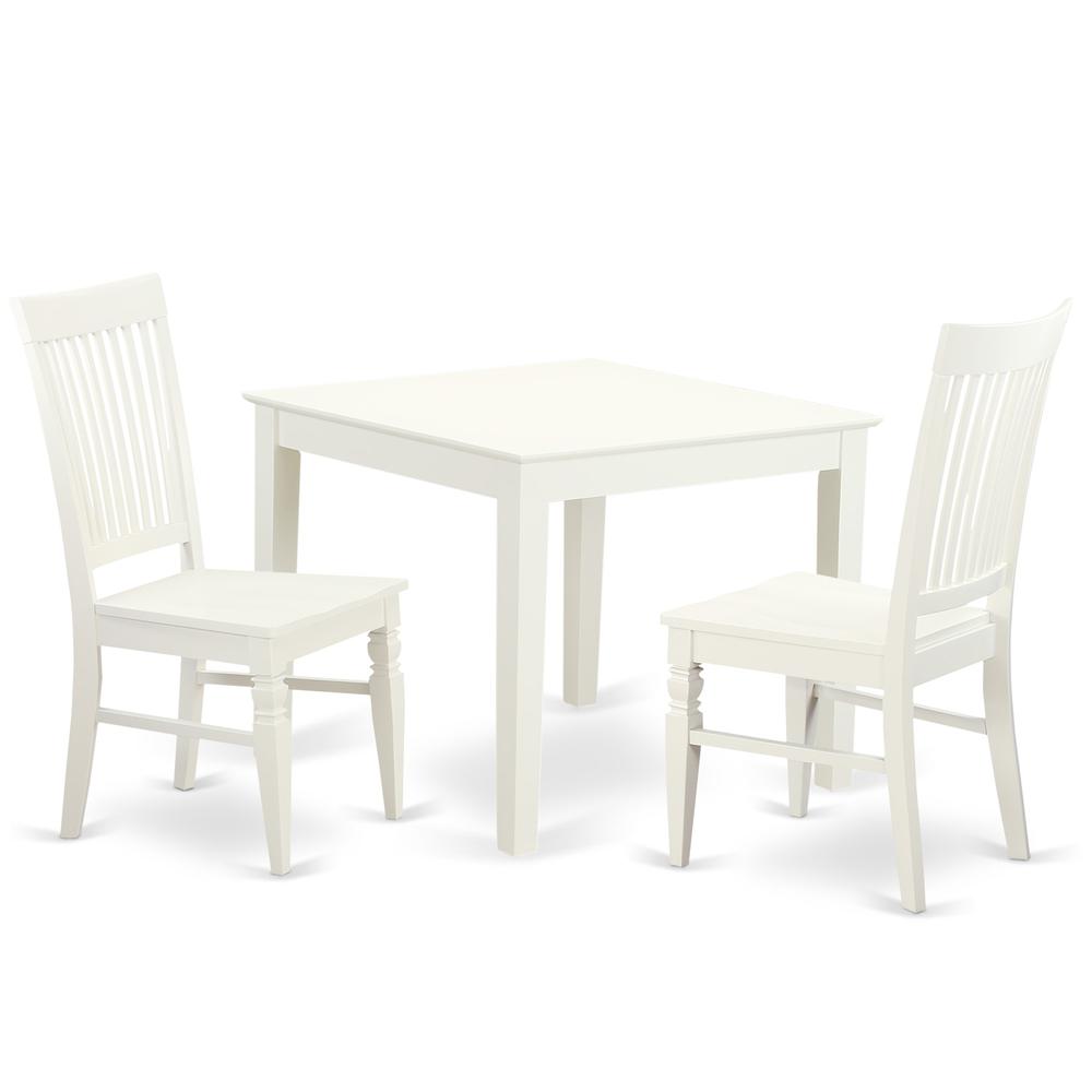 3  Pc  square  Kitchen  Table  and  2  hard  wood  Chairs  for  Dining  room  in  Linen  White