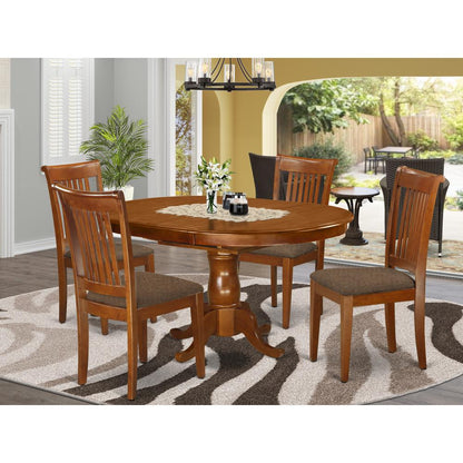 PORT5-SBR-C 5 Pc Dining room set for 4-Oval Dining Table with Leaf and 4 Dining Chairs