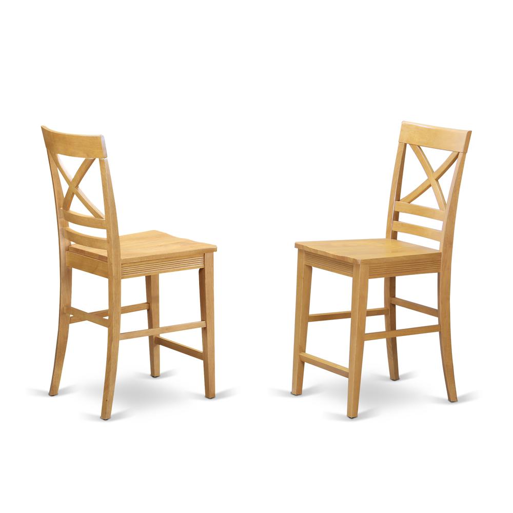 Quincy  Counter  Height  Stools  With  X-Back  in  Oak  Finish,  Set  of  2