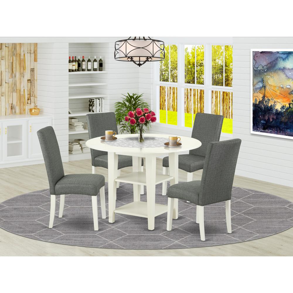 Dining Room Set Linen White, SUDR5-LWH-07
