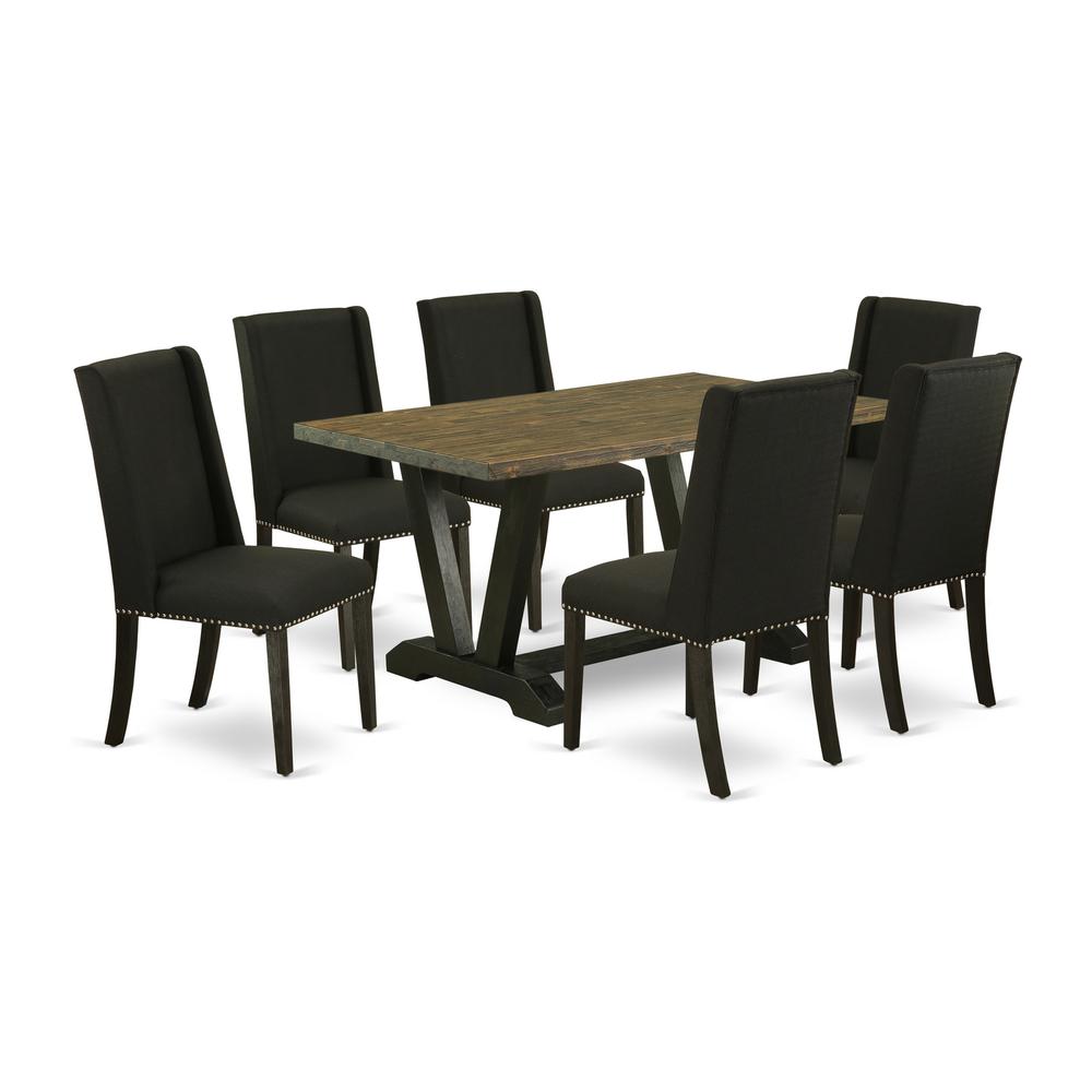 East West Furniture V676FL624-7 - 7-Piece Dining Room Table Set - 6 Parson Dining Chairs and Dinette Table Hardwood Frame