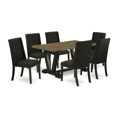 East West Furniture V676FL624-7 - 7-Piece Dining Room Table Set - 6 Parson Dining Chairs and Dinette Table Hardwood Frame