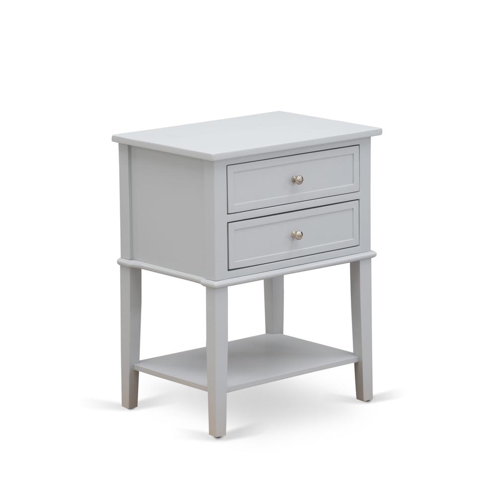 FN08K-1VL14 2-Piece Platform King Size Bedroom Set with 1 Wingback Bed and a Mid Century Nightstand - Mist Beige Linen Fabric