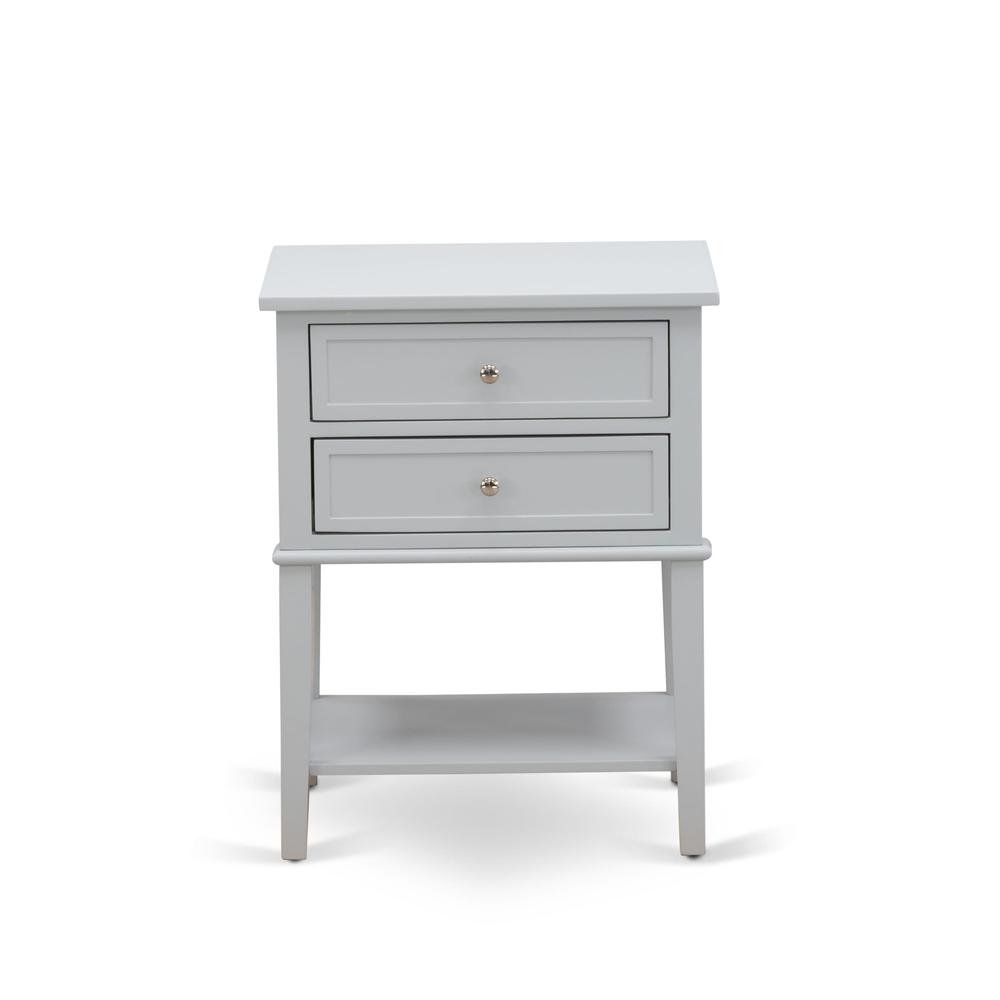 FN08K-1VL14 2-Piece Platform King Size Bedroom Set with 1 Wingback Bed and a Mid Century Nightstand - Mist Beige Linen Fabric