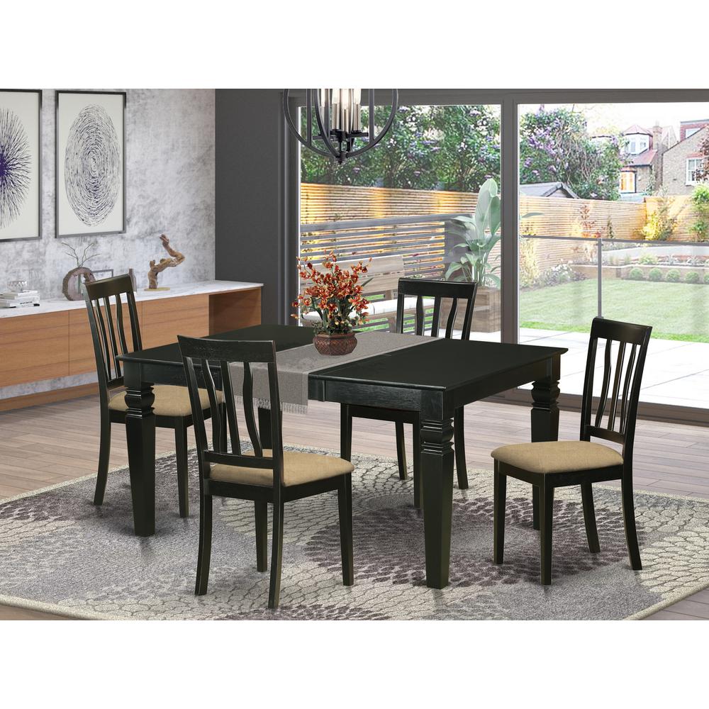 WEAN5-BLK-C 5 Pc dinette Table set - Kitchen dinette Table and 4 Kitchen Dining Chairs