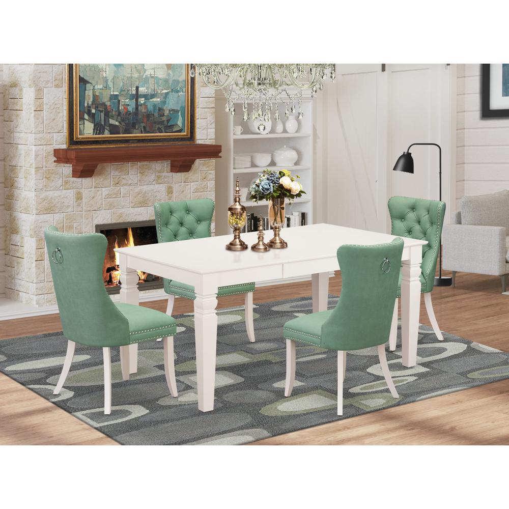 5 Piece Kitchen Set Consists of a Rectangle Dining Table with Butterfly Leaf