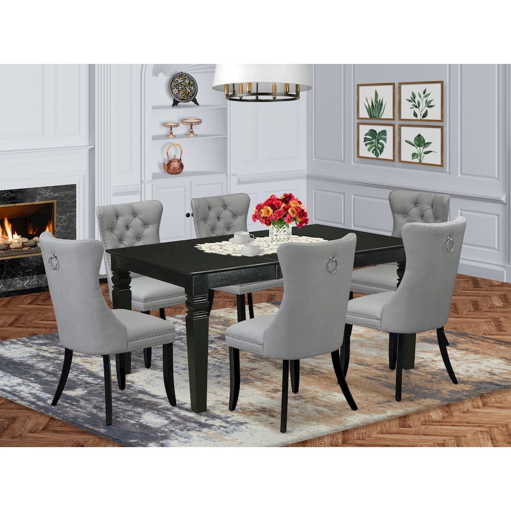 7 Piece Dining Set Consists of a Rectangle Kitchen Table with Butterfly Leaf