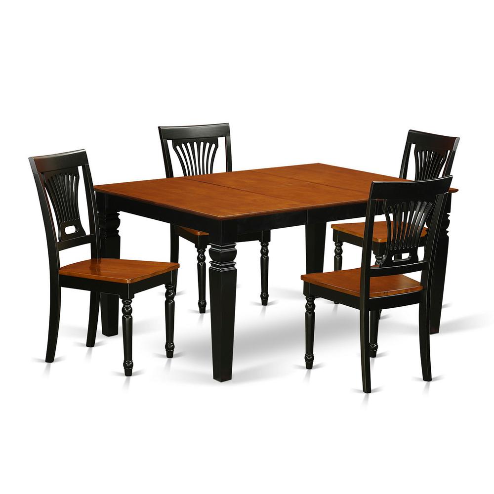 5  Pc  Dinette  set  with  a  Dining  Table  and  4  Wood  Dining  Chairs  in  Black