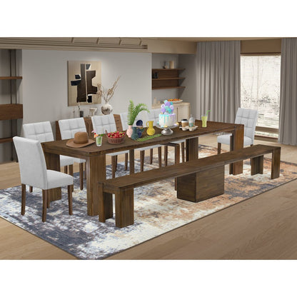 9 Pieces Extendable Dining Set Includes a Rectangle Kitchen Table