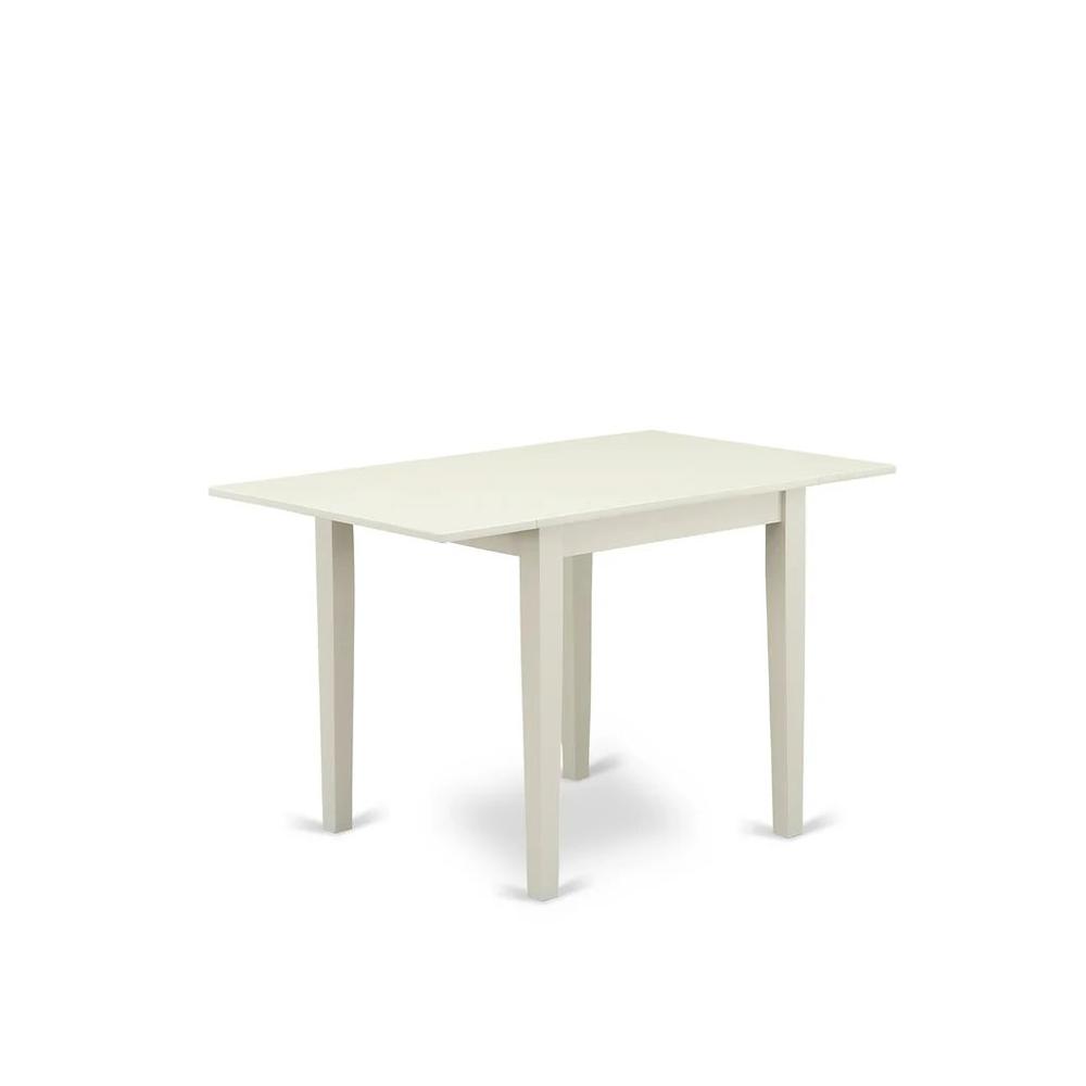 East West Furniture 3-Piece Dining Room Set-A Modern Dining Table and 2Linen FabricDinning Room Chairs with Button Tufted Back - Linen White Finish