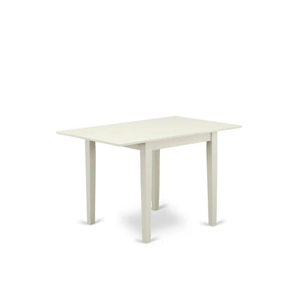 East West Furniture 3-Piece Dining Room Set-A Modern Dining Table and 2Linen FabricDinning Room Chairs with Button Tufted Back - Linen White Finish