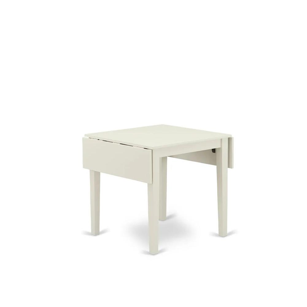 East West Furniture 5-Piece Dining Table Set-A Wood Table and 4Linen FabricDinning Chairs with High Back - Linen White Finish