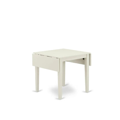 East West Furniture 5-Piece Dining Table Set-A Wood Table and 4Linen FabricDinning Chairs with High Back - Linen White Finish