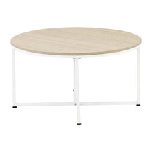 White Round Coffee Table Solid Wood Construction with Powder Coating