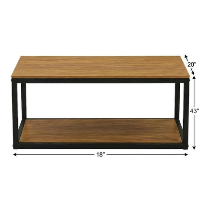 Black Mid Century Modern Coffee Table with Solid Wood and Powder Coating