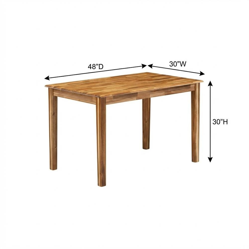 Rectangular Dinner Table, Natural Finish Wood, Small 4-Leg Kitchen Dinette