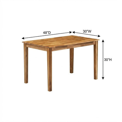 Rectangular Dinner Table, Natural Finish Wood, Small 4-Leg Kitchen Dinette