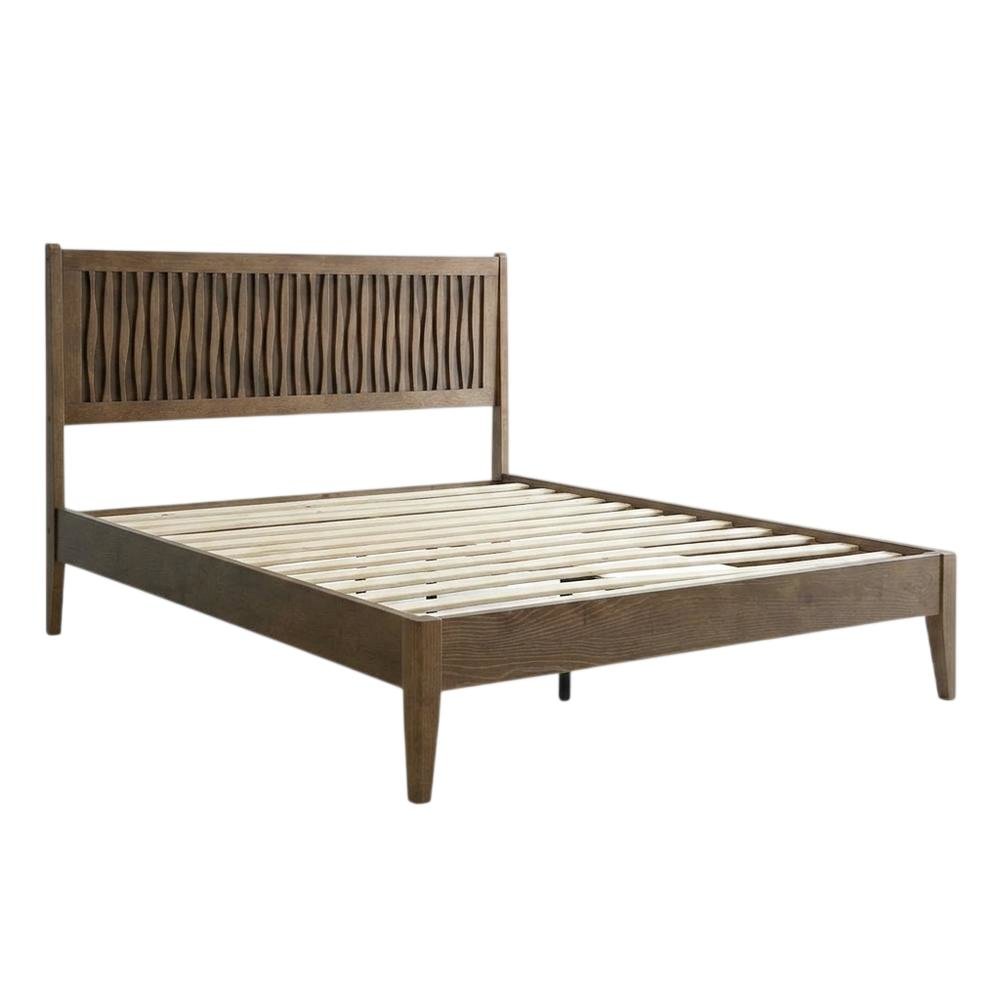 Solid Wood Platform Bed, Headboard & Footboard, No Box Spring, Barnwood, Queen