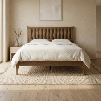 Solid Wood Platform Bed, Headboard & Footboard, No Box Spring, Barnwood, Queen