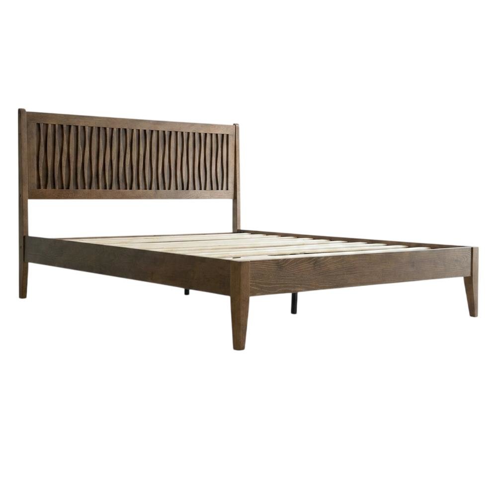 Solid Wood Platform Bed, Headboard & Footboard, No Box Spring, Barnwood, King