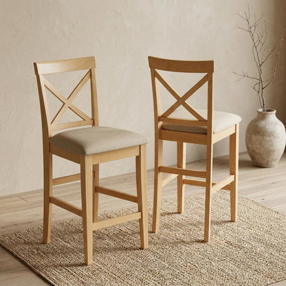 Solid Wood Round Dining Table & Chairs 3-Piece Set, Small Dinette, Oak