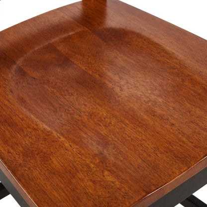 Solid Wood Counter Height Bar Stools, Ladder Back, Black & Cherry, Set of 2