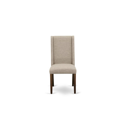 5-Piece Dining Table And 4 Light Tan Linen Fabric Dining Room Chair