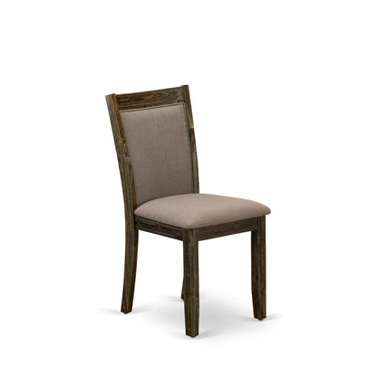 MZC7T48 Modern Dining Chairs - Coffee Linen Fabric Seat and High Chair Back - Distressed Jacobean Finish (SET OF 2)