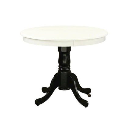 Linen White Round Pedestal Dining Table, Traditional, Seats 4