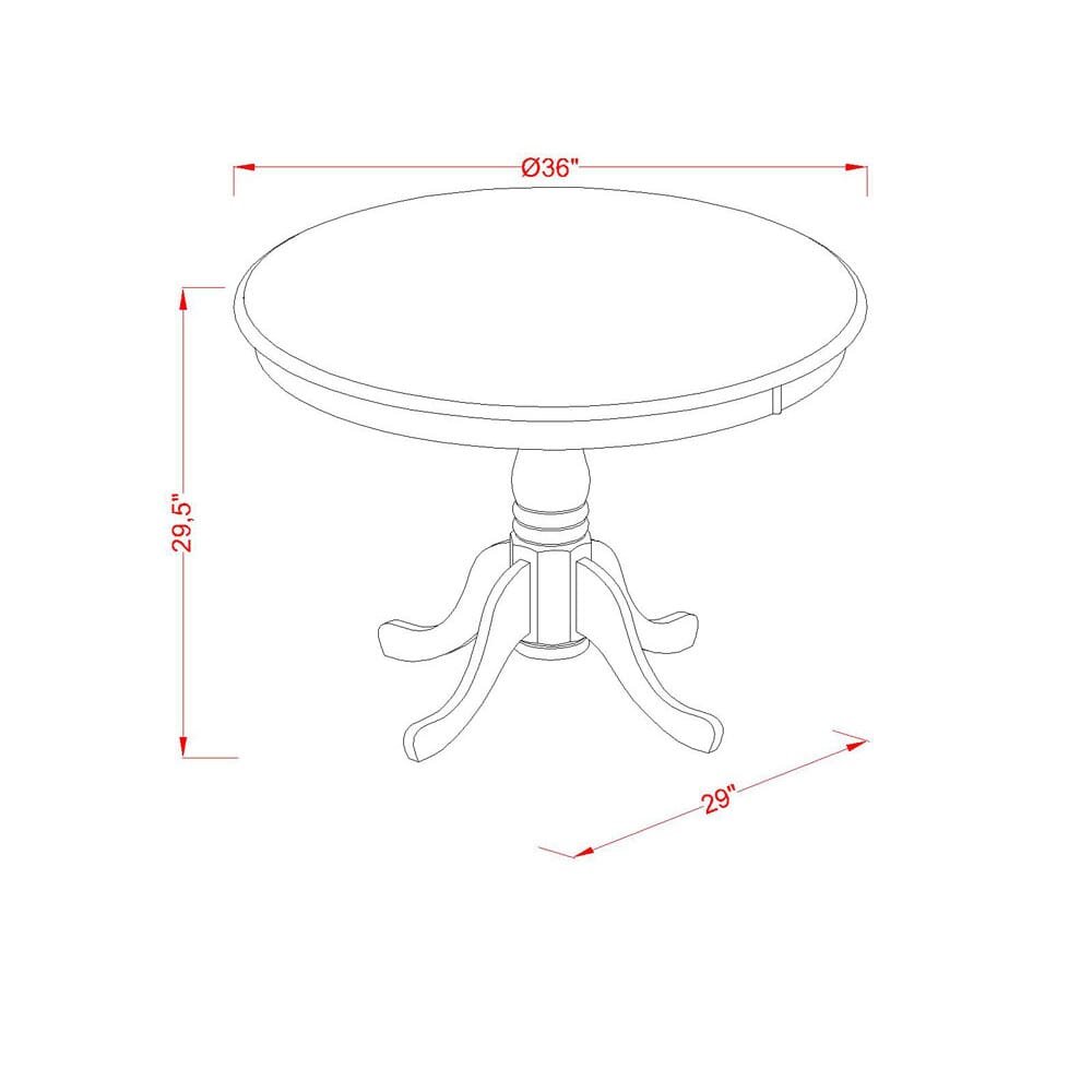 5 Piece Dinette Set Consists of a Round Dining Table with Pedestal