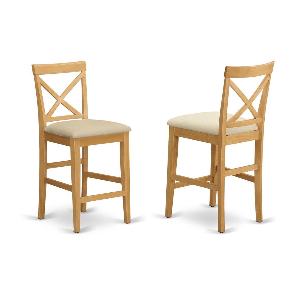 Solid Wood X-Back Counter Stools Set of 2 with Microfiber Seat